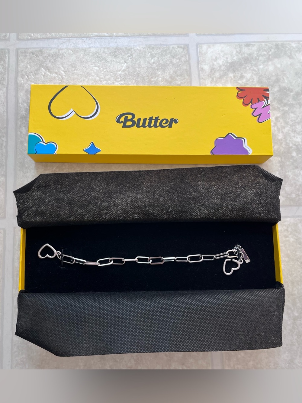 BTS Butter Official Heart Chain Bracelet Weverse